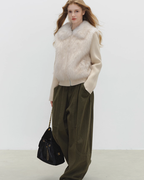 Fur Vest Docking Knit Zip BBG0003