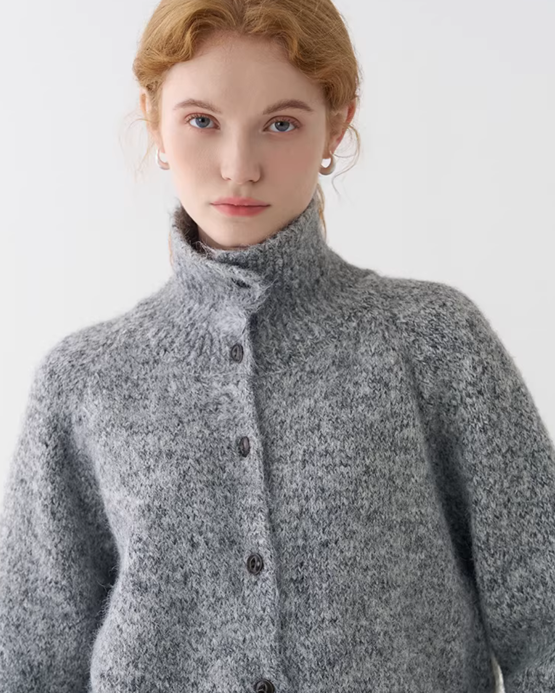 Stand Neck Knit Cardigan JIU0043