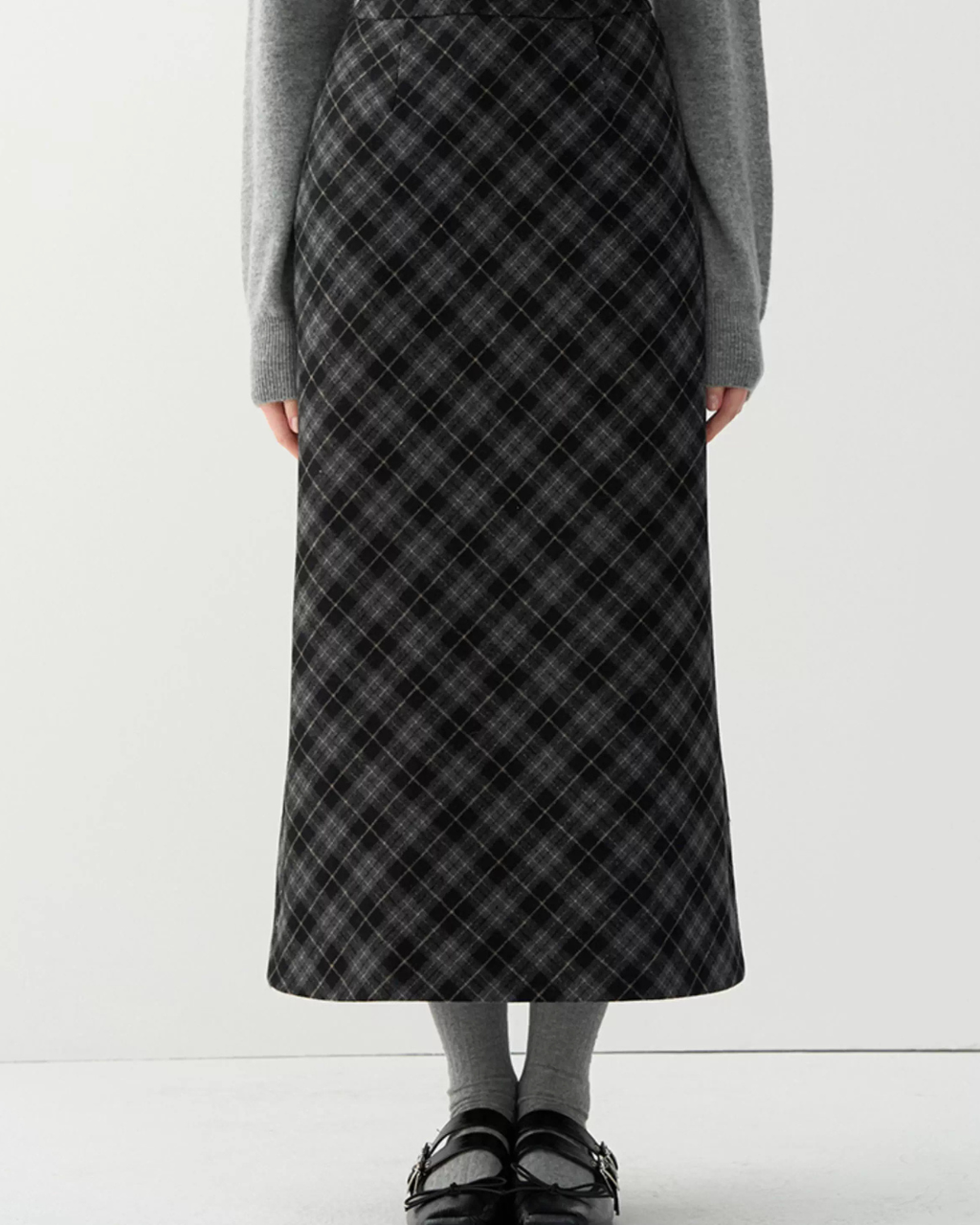 Retro Plaid Wool Skirt JIU0005