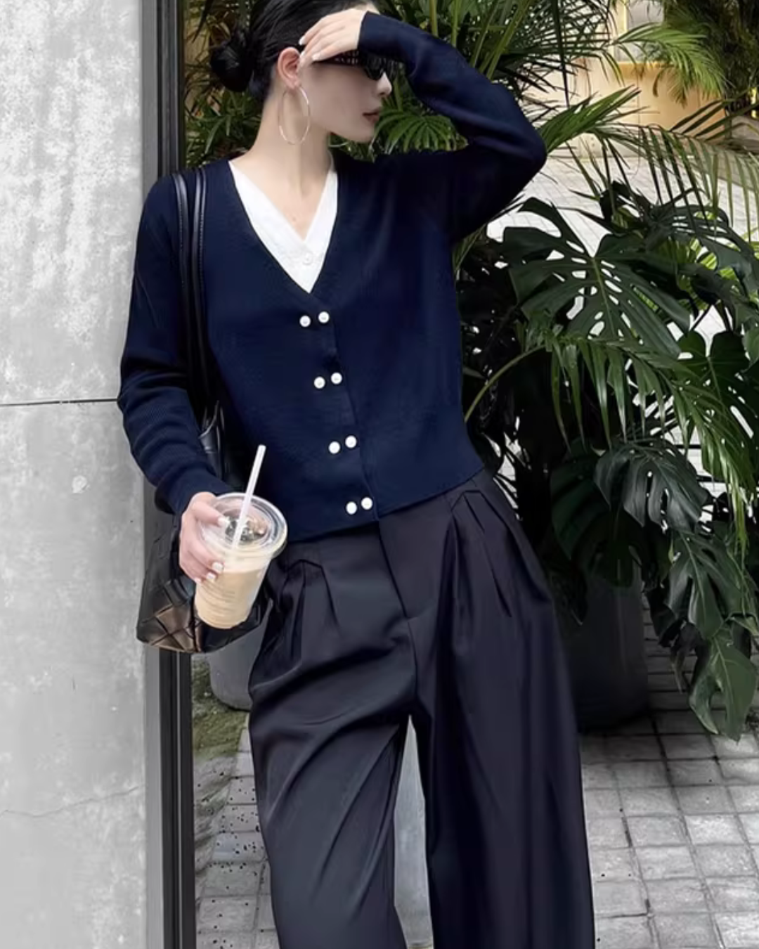 V-Neck Two-Piece Cardigan UNS0036