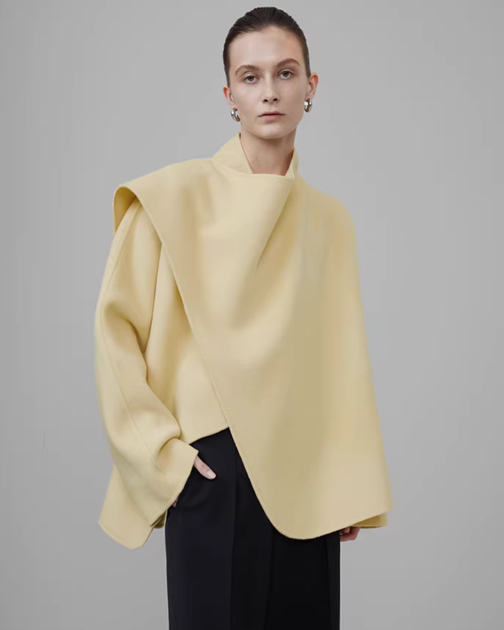 Irregular Collar Double-Faced Coat UNS0032