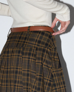 Vintage Brown Plaid Pleated Skirt MDB0004