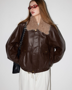 Fur Collar Leather Jacket MDB0012