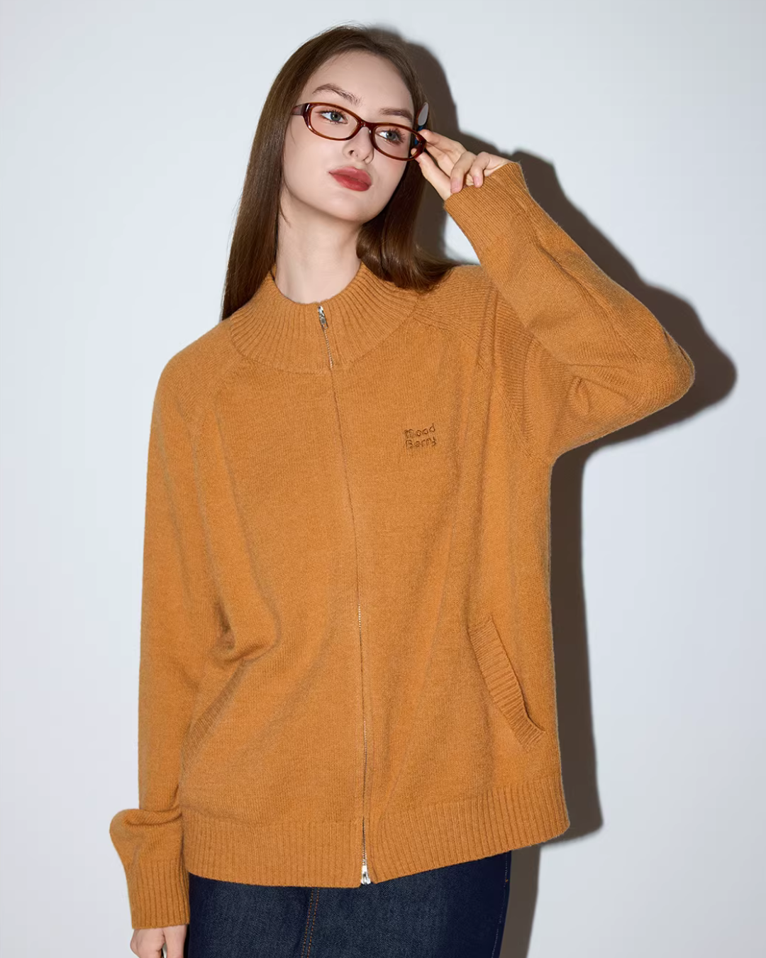 Double-Zip Stand Collar Knit MDB0033