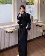Denim Shirt Layered Style Jacket / Wide Pants QAZ0088