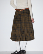 Vintage Brown Plaid Pleated Skirt MDB0004