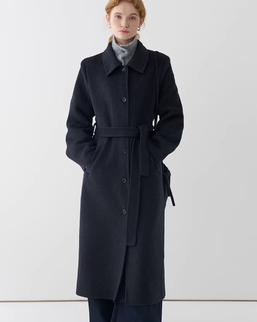 Wool Long Belted Coat JIU0038