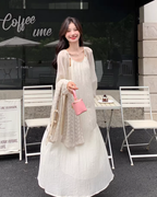 Crochet-style Long Dress / Puff Sleeve Long Dress QAZ0072
