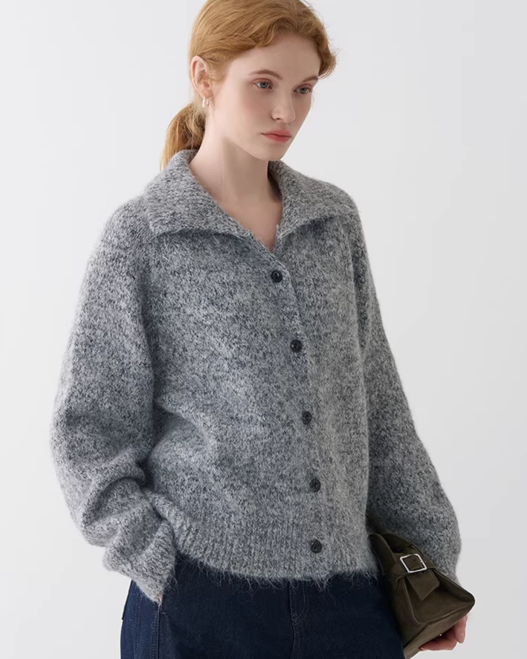 Stand Neck Knit Cardigan JIU0043