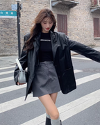 Fake Leather Oversized Jacket QAZ0055