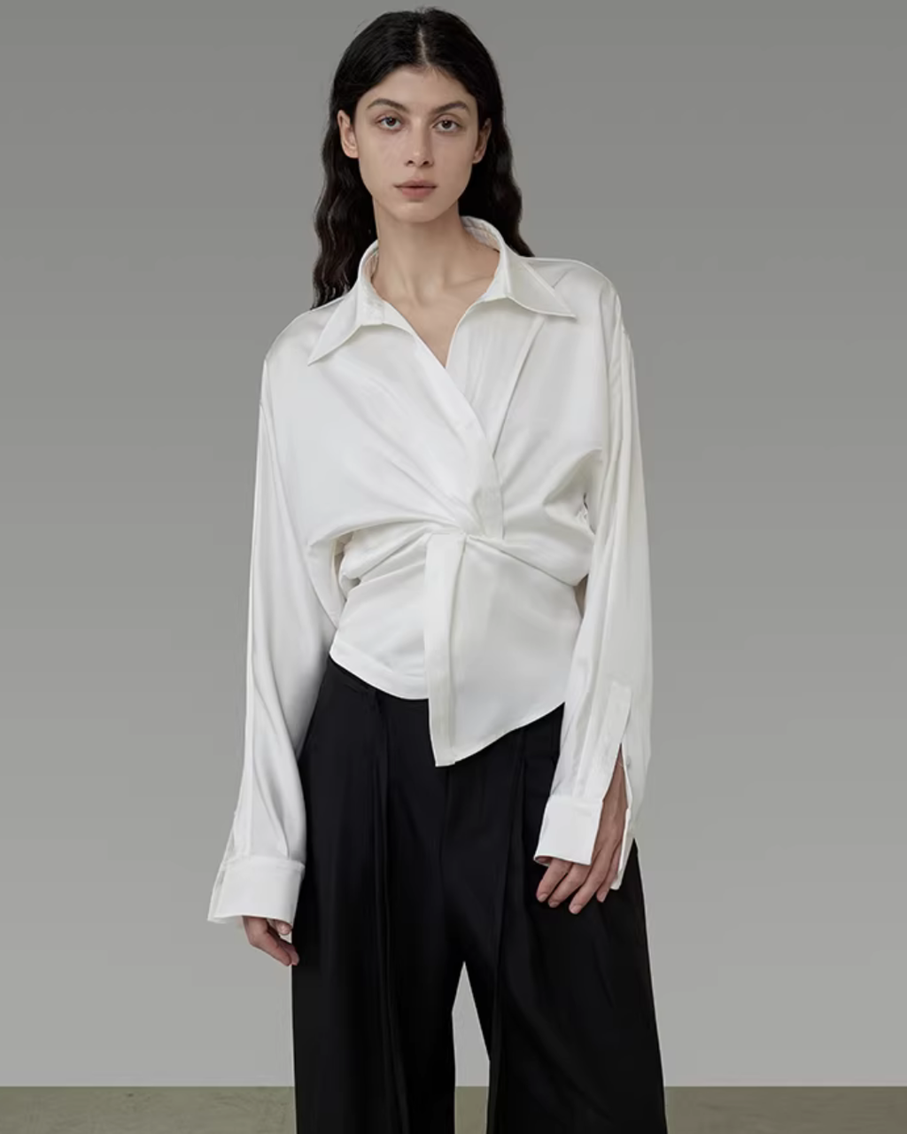 Asymmetrical Long-Sleeve Shirt UNS0007