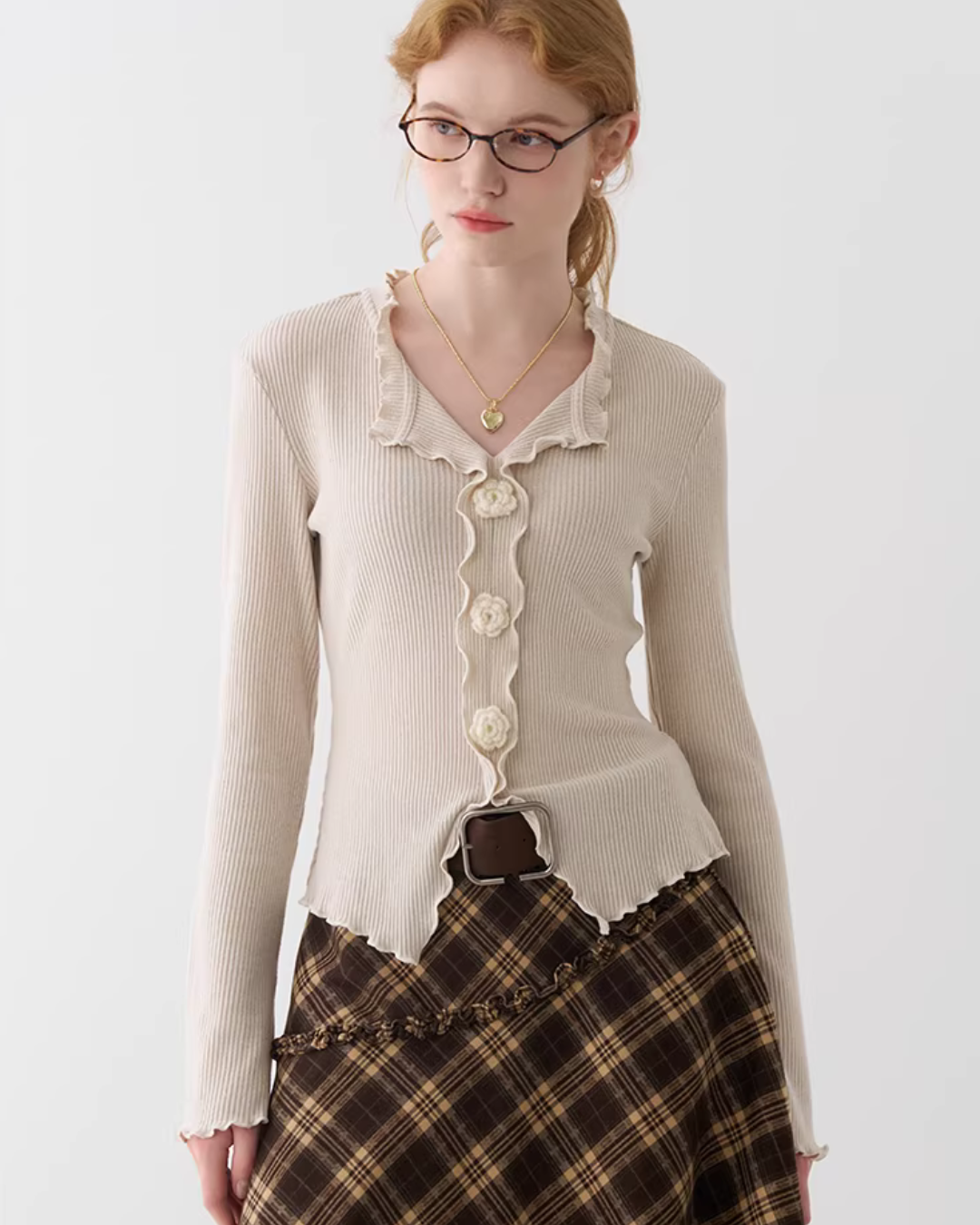 Rose Motif Frill Top JIU0045