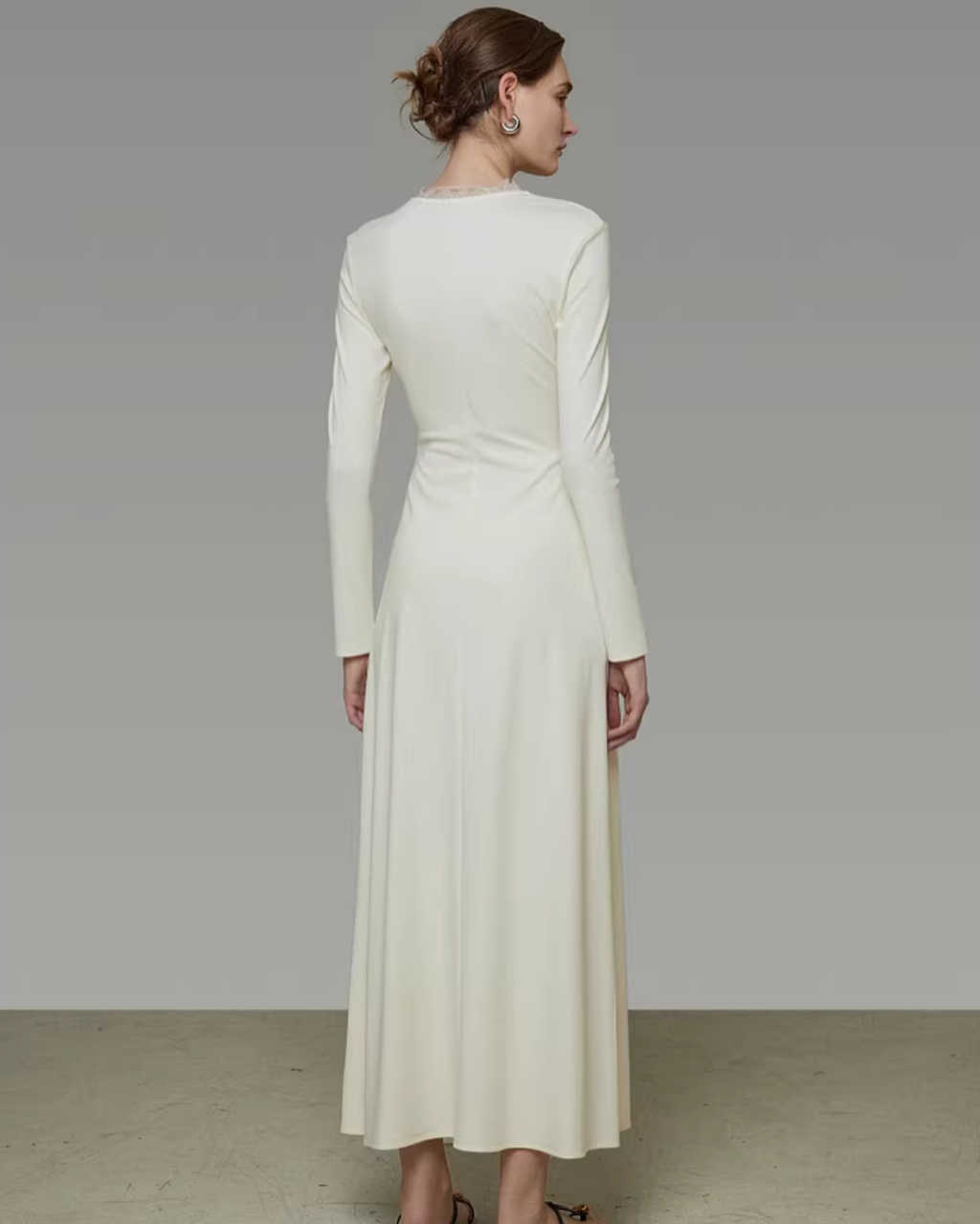 V-Neck Lace Patchwork Dress UNS0049