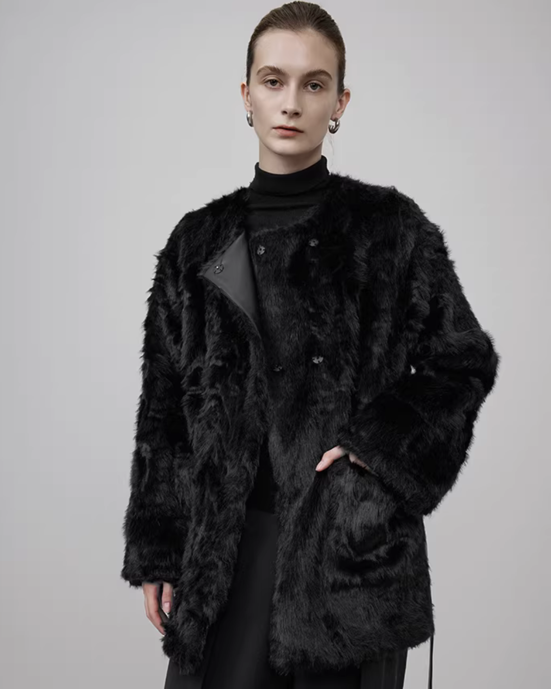 Fur Mid-Length Coat UNS0003