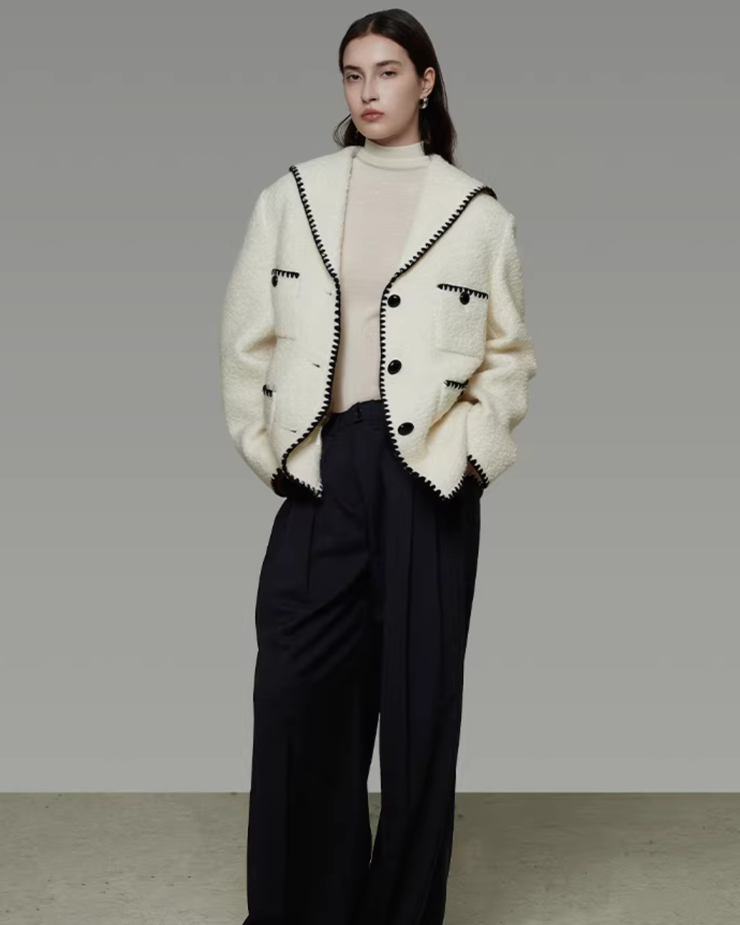 Color-Block Chic Tweed Jacket UNS0004