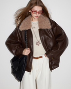 Fur Collar Leather Jacket MDB0012