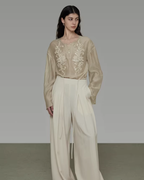 French Embroidered Round Neck Shirt UNS0027