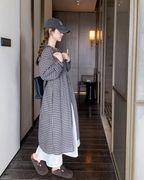 Gingham Check Shirt Dress / White Long Skirt QAZ0024