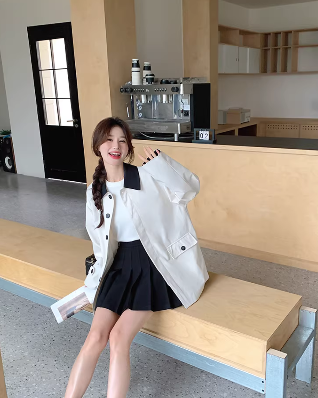 Bicolor Stylish Trench Coat QAZ0027