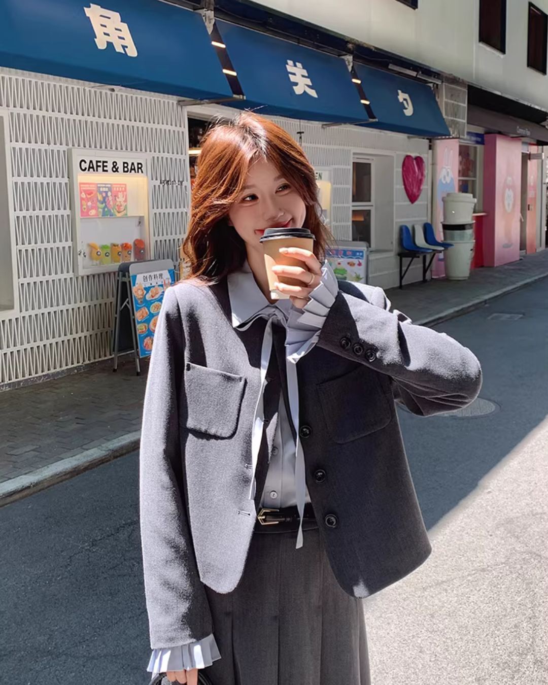 Classic Jacket / Pleated Skirt / Ribbon Tie Shirt QAZ0016