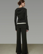 V-Neck Hooded Top / Casual Pants Set UNS0051