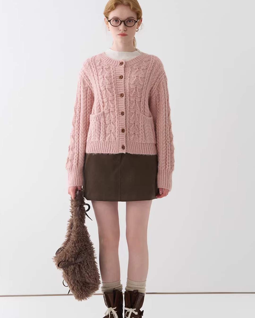 Ribbon Round Neck Knit Cardigan JIU0044