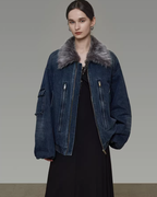 Fur Collar Denim Jacket UNS0041