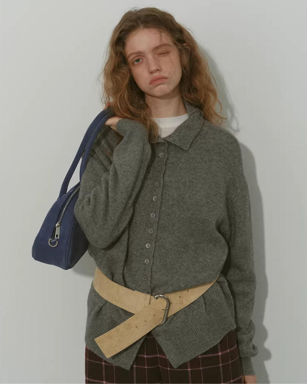 Wool Half-Turtleneck Knit Cardigan RLZ0013