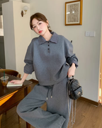 Stripe Switching Sweatshirt / Wide Pants QAZ0085