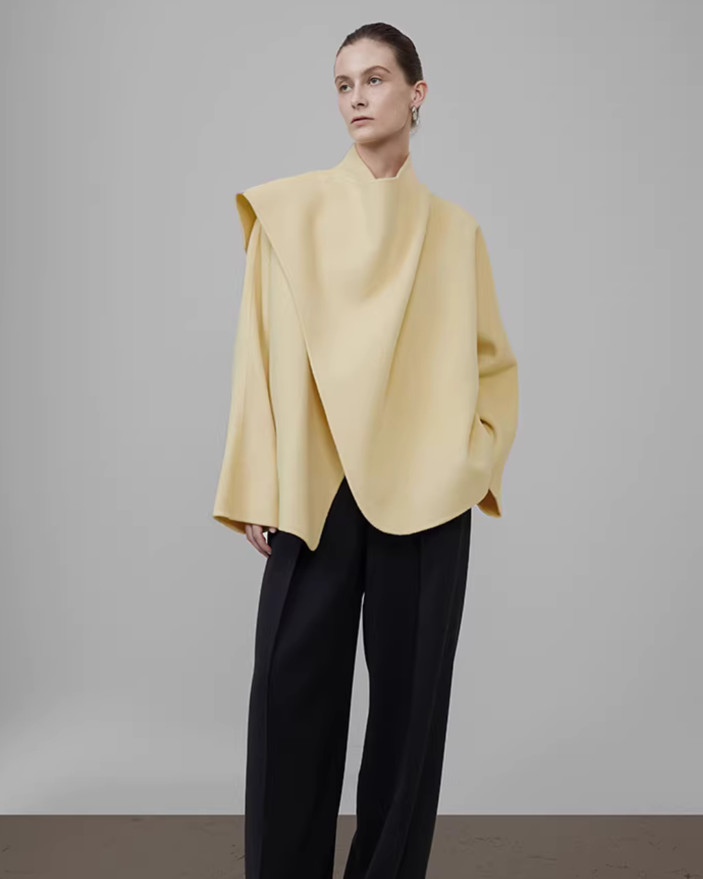 Irregular Collar Double-Faced Coat UNS0032