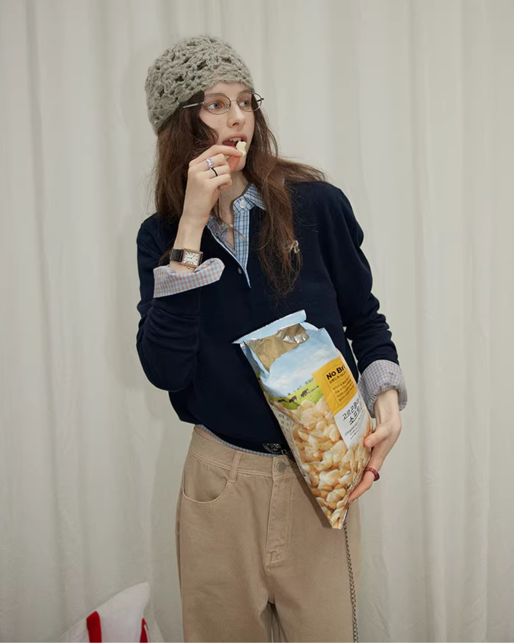 Shirt-Layered Style Knit Top RLZ0008