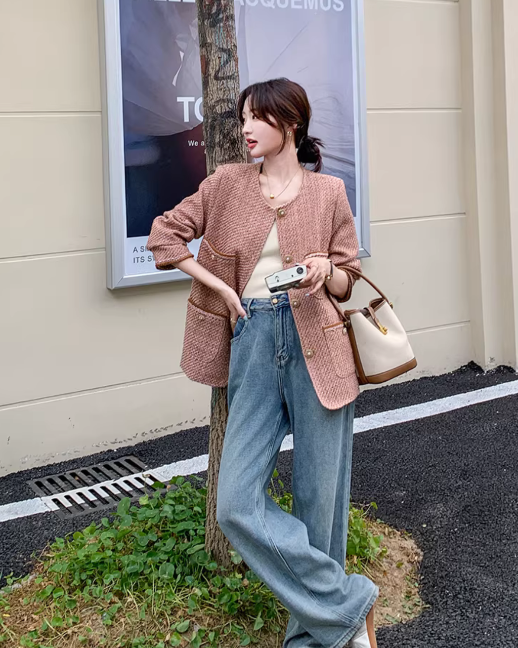 Retro Pink Tweed Jacket QAZ0011