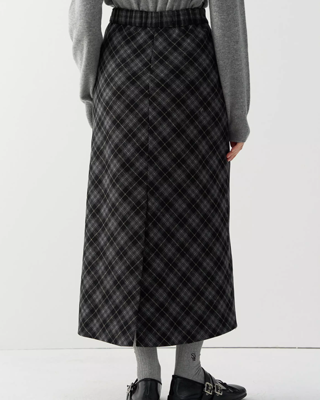 Retro Plaid Wool Skirt JIU0005