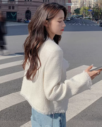 Fringe No-Collar Tweed Jacket QAZ0040