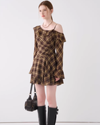 Ruffle Plaid Short Dress JIU0018