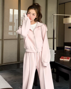 Pastel Pink Zip Hoodie / Sweatpants QAZ0014