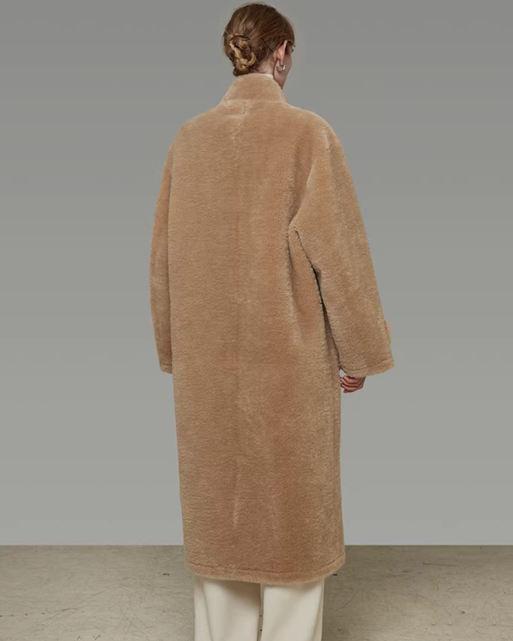 Stand Collar Toggle Fur Coat UNS0002
