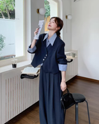 Striped Patchwork Jacket / Wide Pants QAZ0020