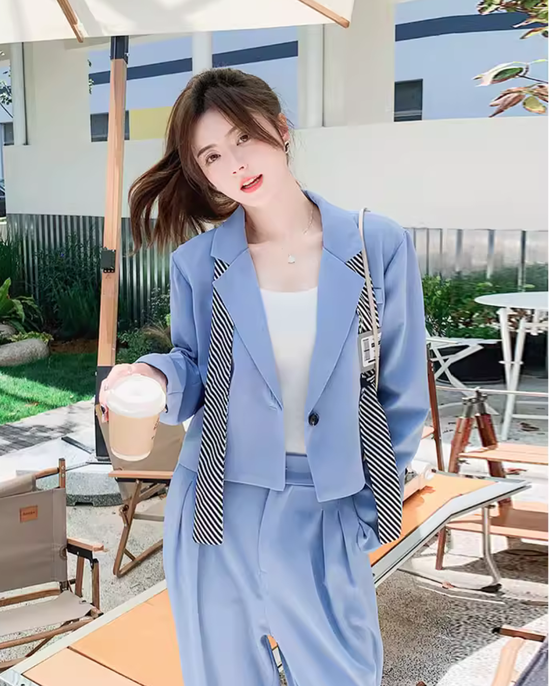 Cropped-Length Jacket / Tuck Wide Pants QAZ0067