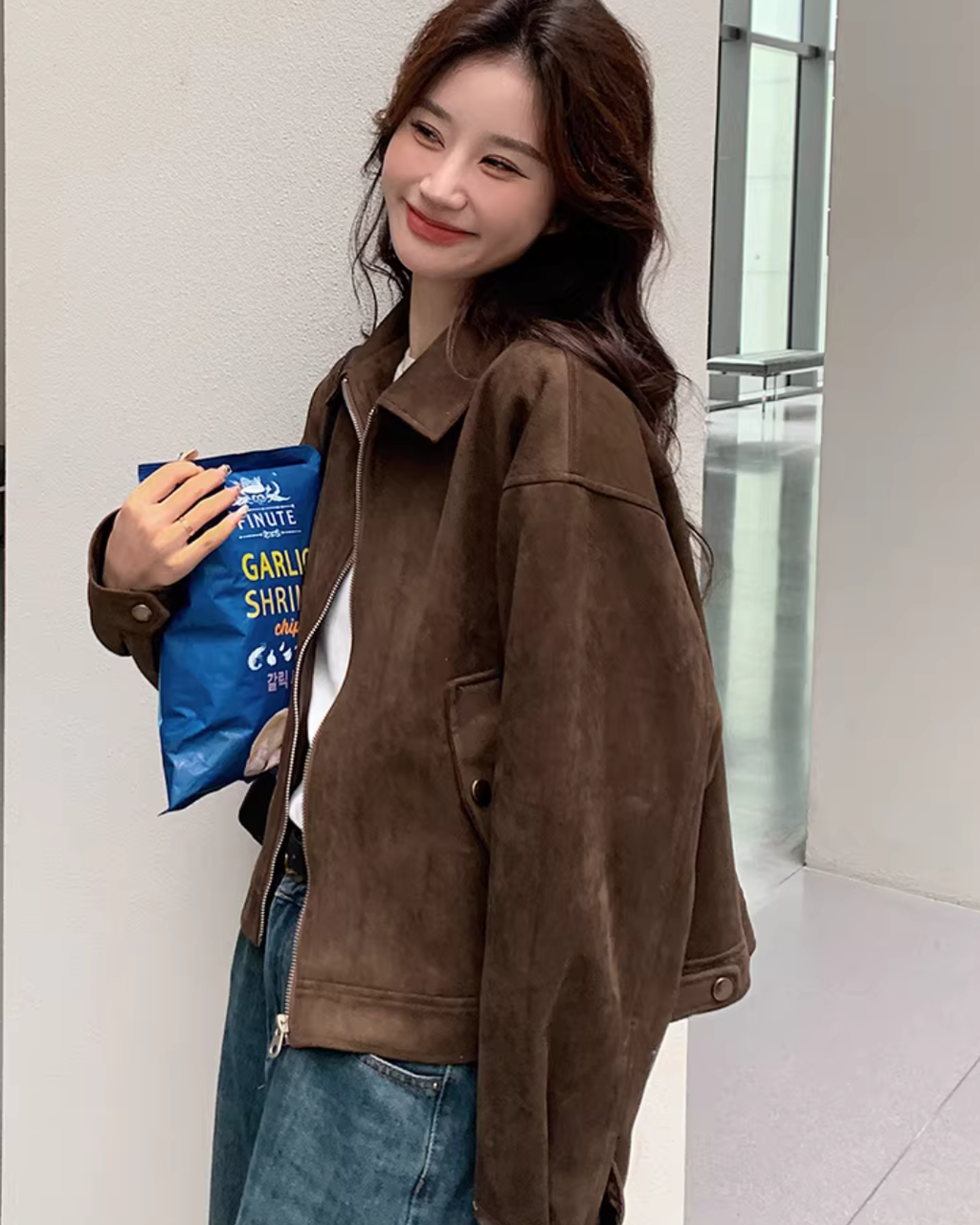 Vintage-Suede Zip-Up Jacket QAZ0083