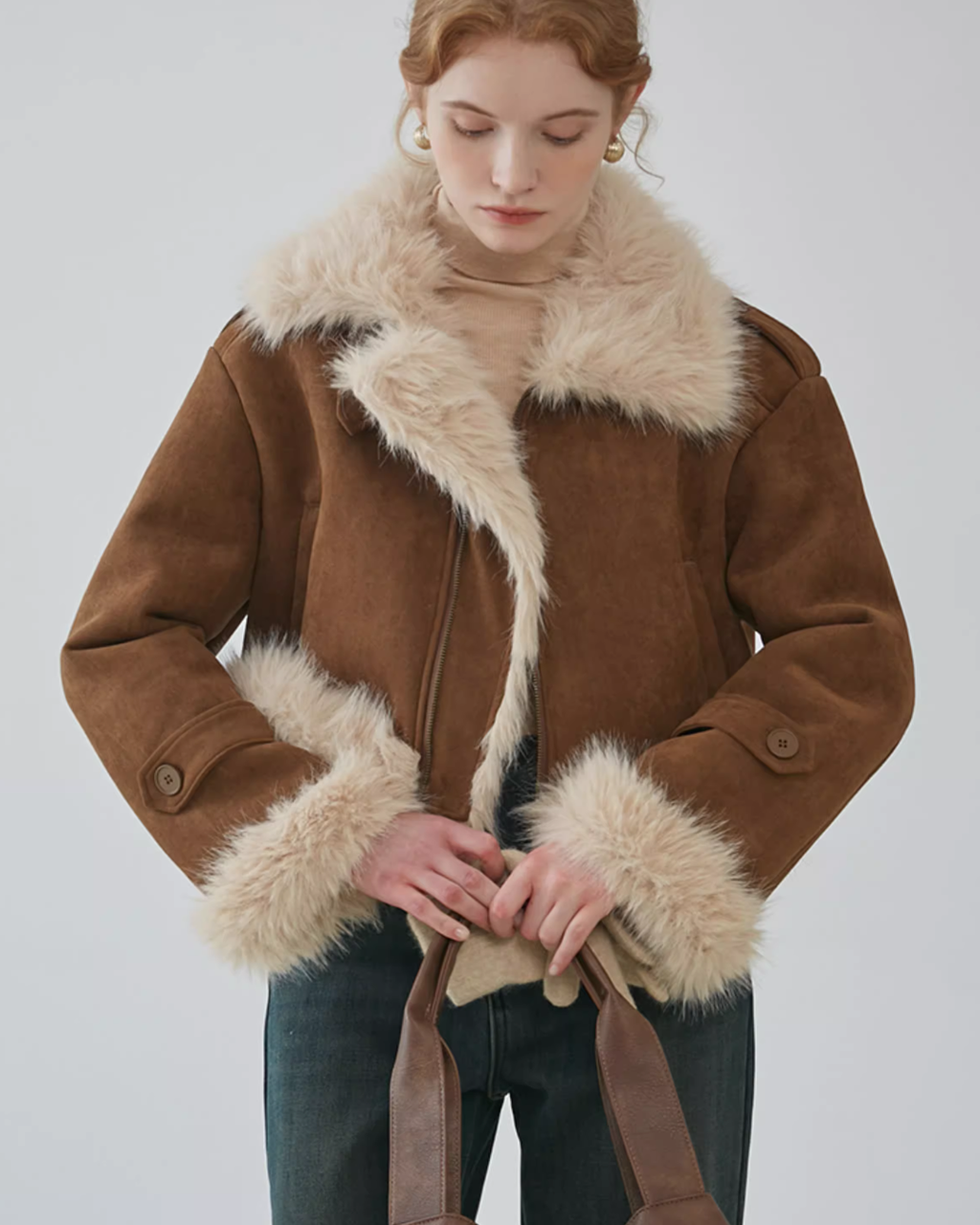 Stand Neck Mouton Short Coat JIU0014