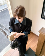 Denim Layered Style Jacket / Wide Pants QAZ0003