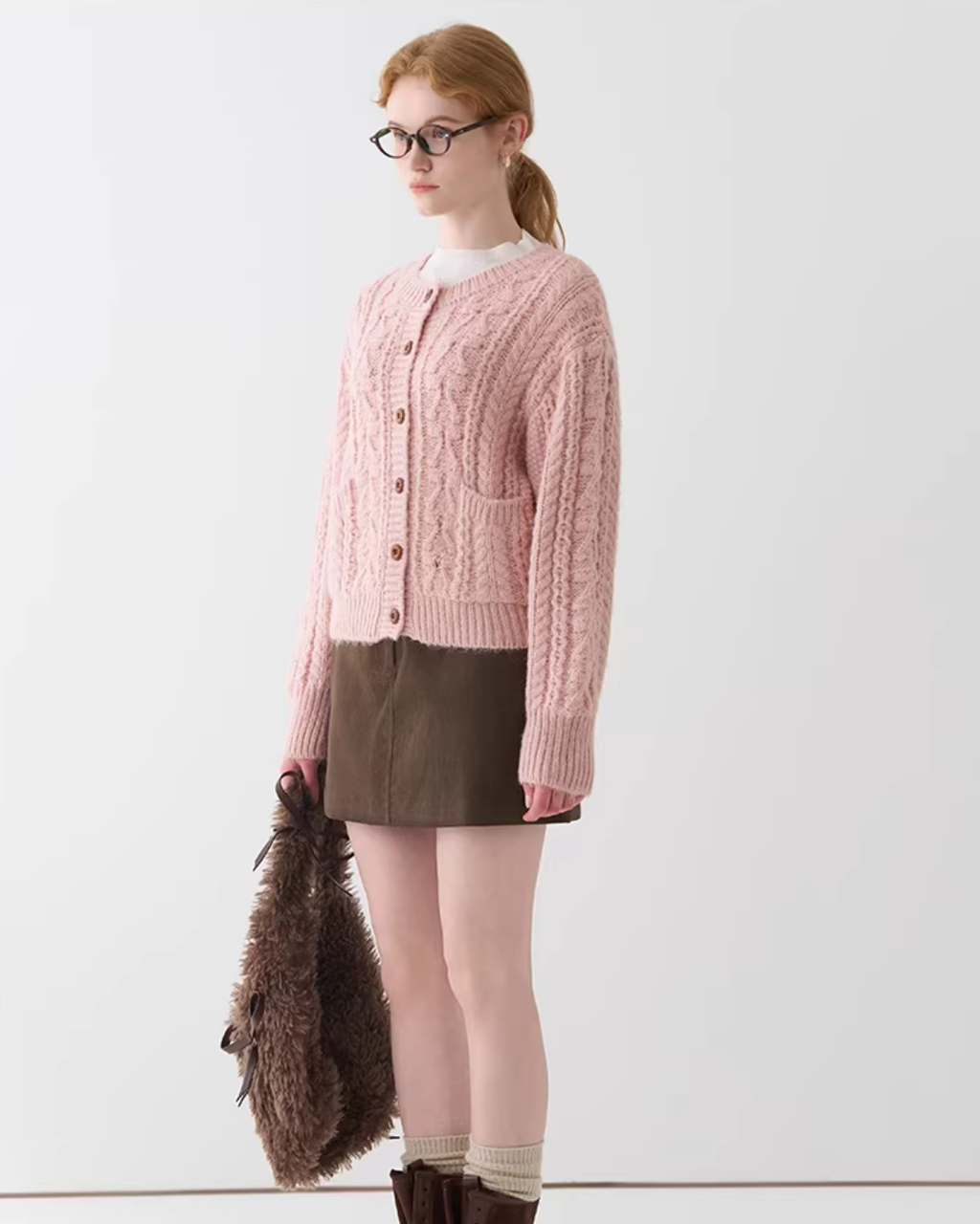 Ribbon Round Neck Knit Cardigan JIU0044