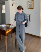 Stripe Switching Sweatshirt / Wide Pants QAZ0085