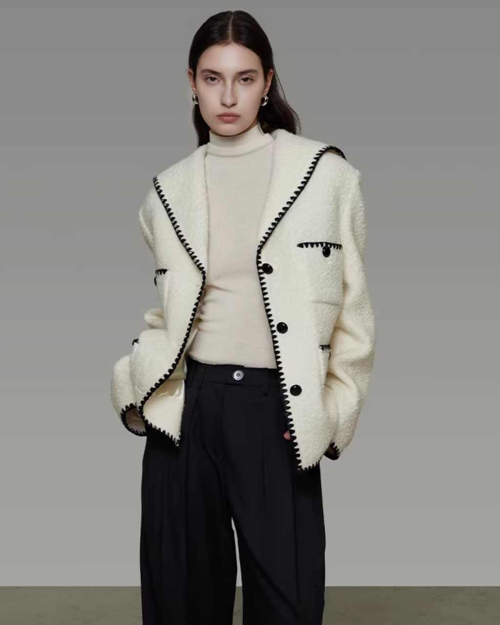 Color-Block Chic Tweed Jacket UNS0004