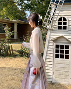 China Floral Embroidered Blouse / China-Style Long Skirt QAZ0050