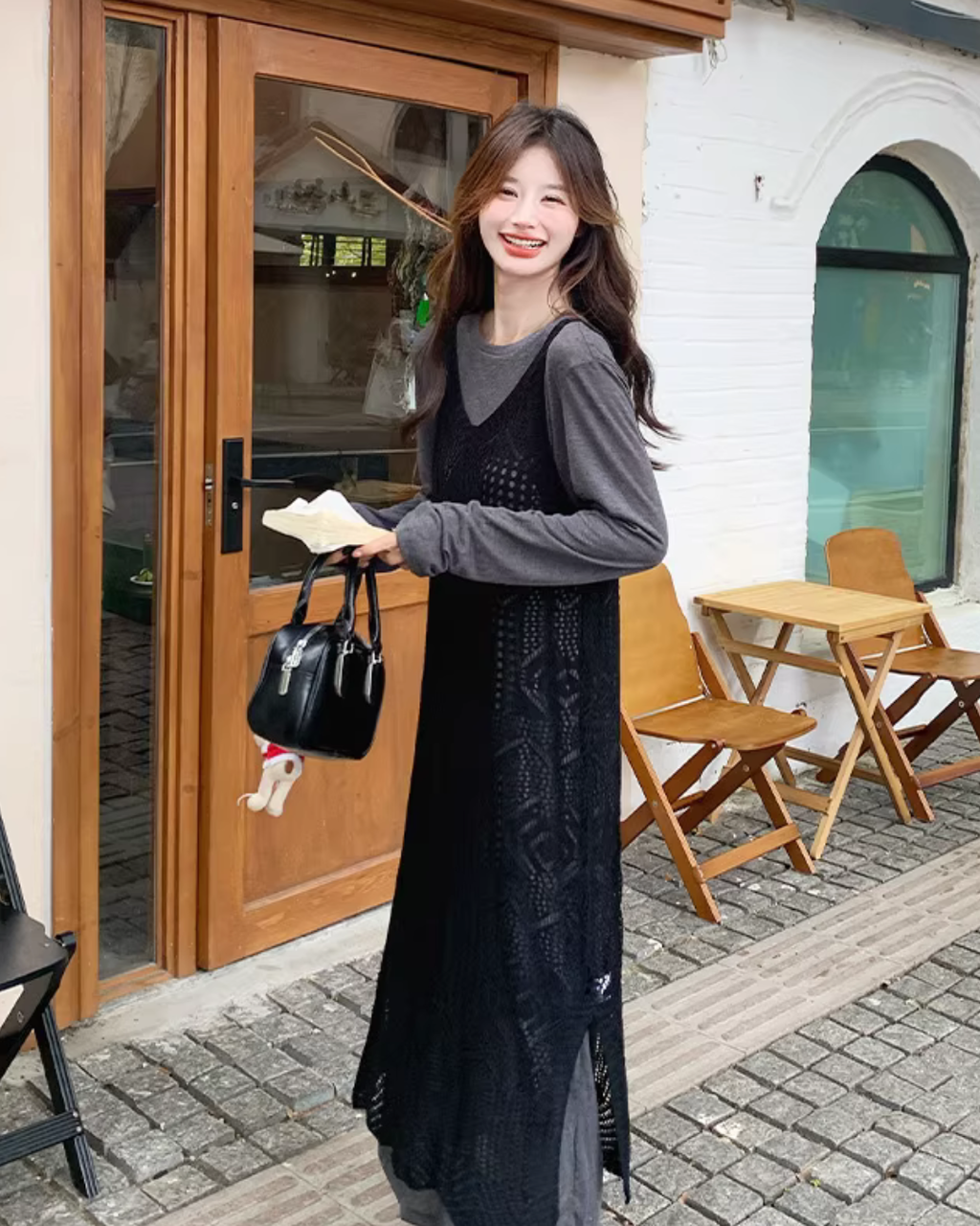 Hollow-Out Knitted Vest Dress QAZ0006
