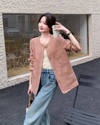 Retro Pink Tweed Jacket QAZ0011