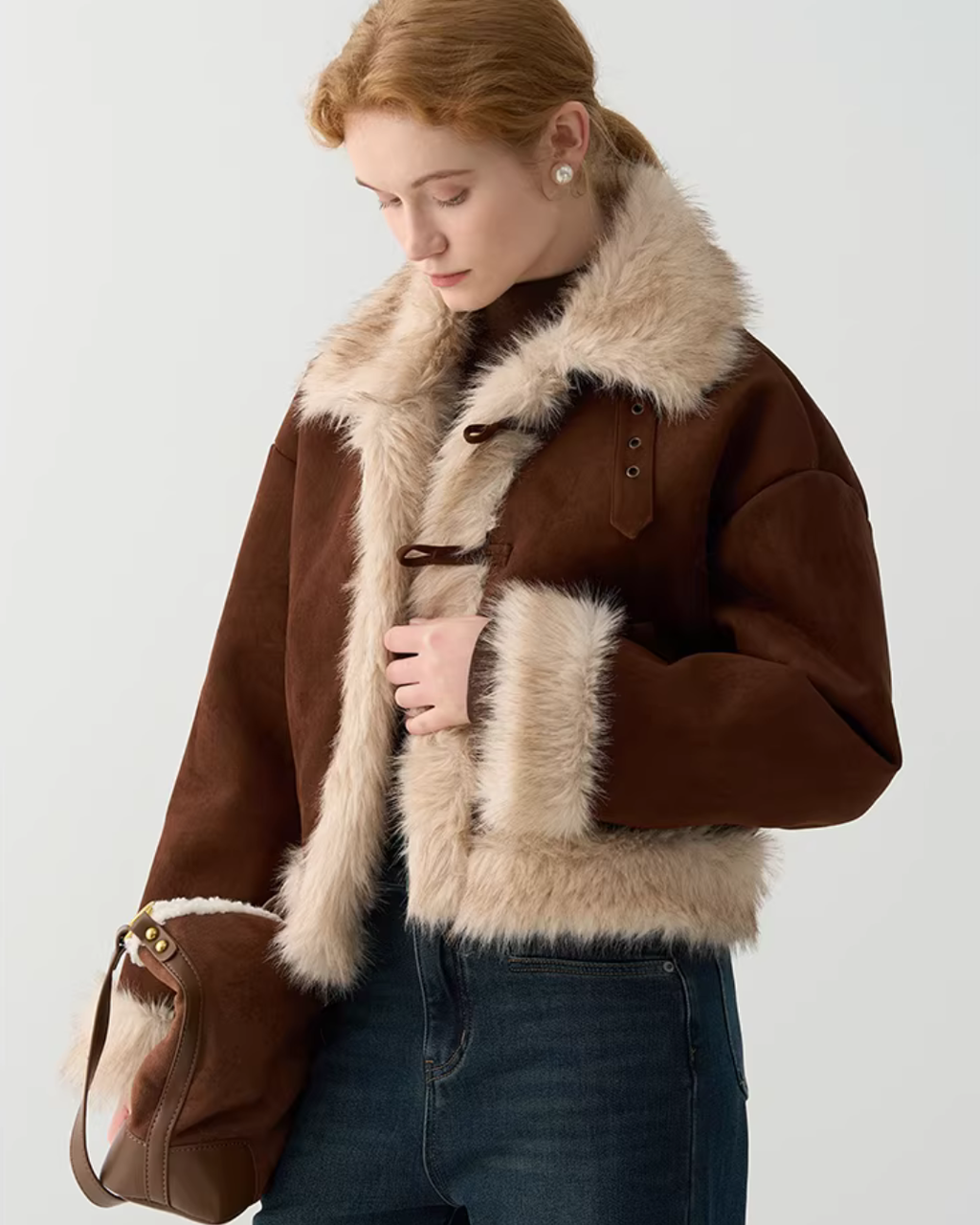 High-Neck Suede Mustang Coat JIU0027