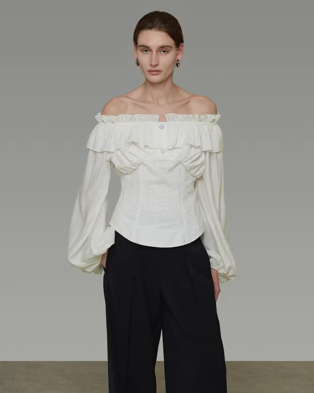 Double Ruffle Off-Shoulder Top UNS0053